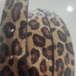 Leopard Print Belt Silver Buckle