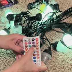  String Lights Outdoor ,41FT LED RGB Outdoor Lights for Patio,14 Dimmable Bulbs Sync with Music,
