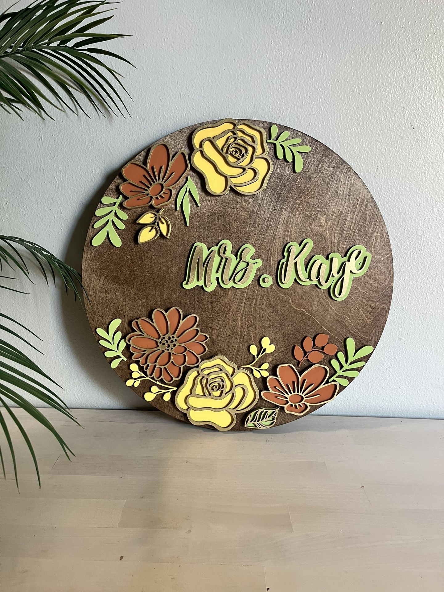 Custom Laser Cut Round Wood Name Sign