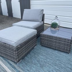 New Outdoor Patio Furniture Chair, Ottoman And Coffee Table