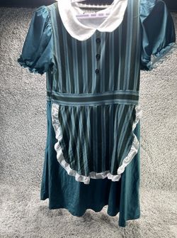 Goth Vintage Style Apron Maid Housekeeper Womens Costume Dress Sz Large Green