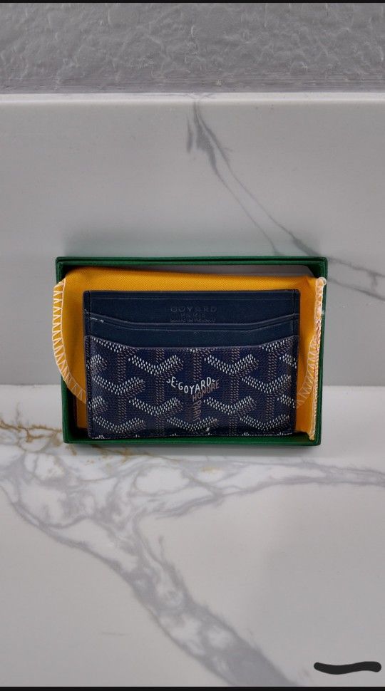 Navy Blue Go-yard Card Holder with Bag, Card, and Box