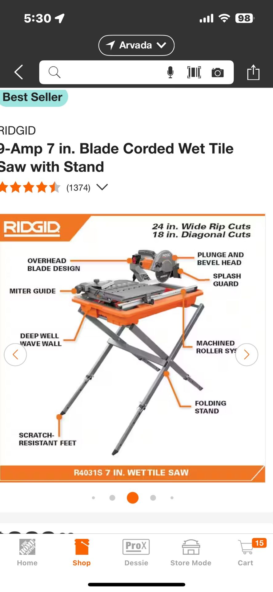 Rigid Tile Saw Model R4031