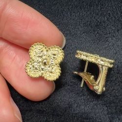 18K Solid Gold Vintage Alhambra Earrings