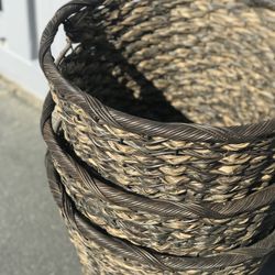3 X-Large Baskets Wicker Home Garden Plants Laundry 