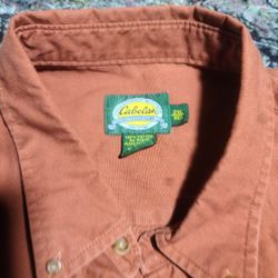 Cabelas Button Up Shirt Mens 2XL Brown Copper Solid Gorpcore Heritage Work