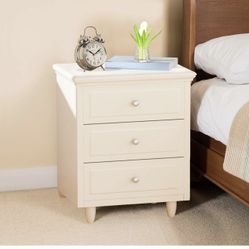 White End Table . Night Table Round Metal knob, 3 Drawers Bedside Table Dresser, Sofa Side Table with Storage Small Cabinet Accent Table for Bedroom, 