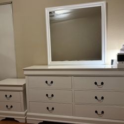 Vanity Mirror And Side Table