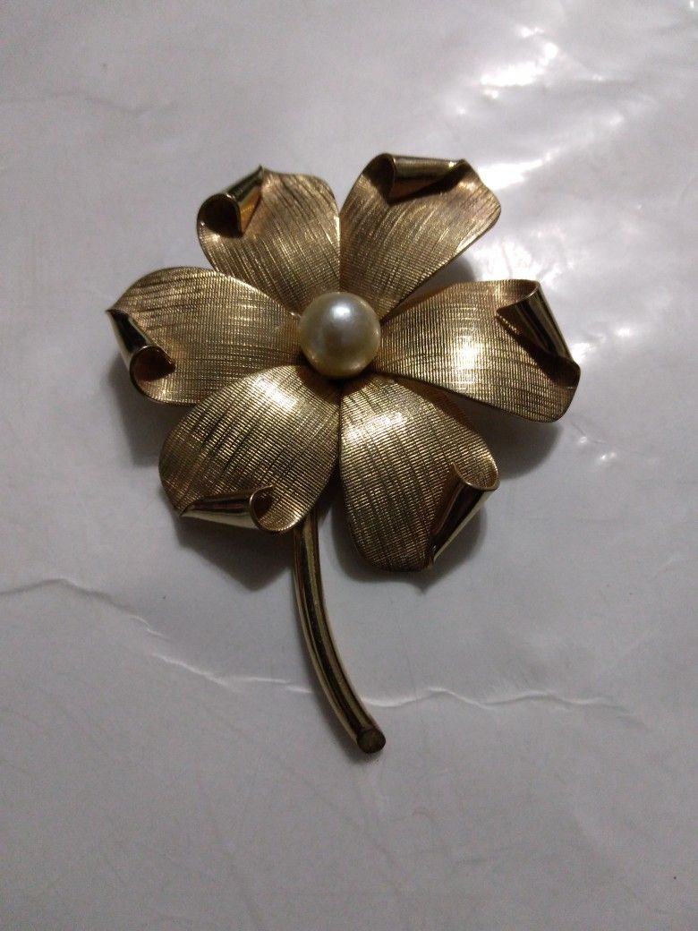 Vintage 12K Gold Fill Flower Pearl Pin Use