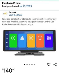 Wireless Carplay Car Stereo,9.3 Inch Touch Screen Carplay Wireless Android Auto GPS Navigation Voice Control Car Radio Receiver MP5 Stereo Player