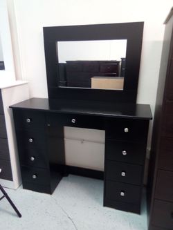 Black Vanity Dresser with Mirror