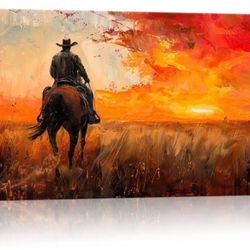 Western Cowboy Wall Art Pictures Cowboys on Horseback Poster Canvas Prints Vintage Cowboy Artwork Wall Decor for Living Room Bedroom Office Home Decor