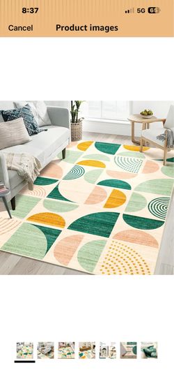 Green Rug Boho Washable 5x7 Area Rugs Non Slip Modern Abstract Large Throw Carpet for Living Room Bedroom Dining Room Soft Low Pile Floor Indoor Bohem