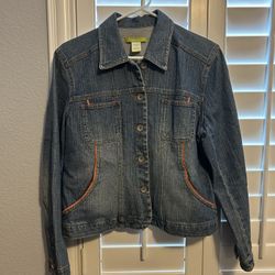 VTG BOHO 2000’S SIGRID OLSEN BLUE DENIM JEAN JACKET SIZE PETITE 12