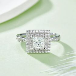 Beautiful Square Mossinate Diamond Ring 2 Carat 