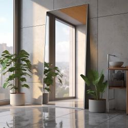 silver long wide mirror
