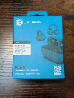 JLab Flex Open Wireless Earbuds Teal Open-Ear Bluetooth Headphones