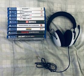 PS4 PlayStation 4 Games lot of 9 & Wired headset Adult owned in very good condition fully functional please check out photo for Game titles
