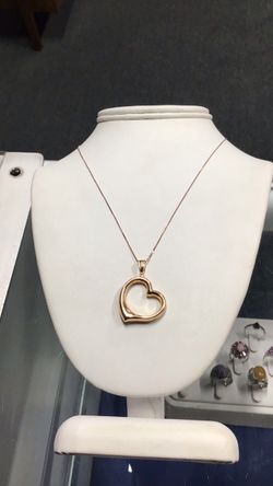 10k Rose Gold Heart Pendant with Chain 18”