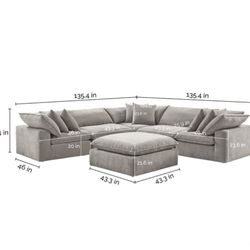 Sereen 6-piece Fabric Modular Sectional, Taupe