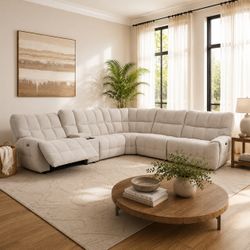 Beige Power Sectional Recliner Sofa Sala Seccional Venta Furniture Sale Muebles