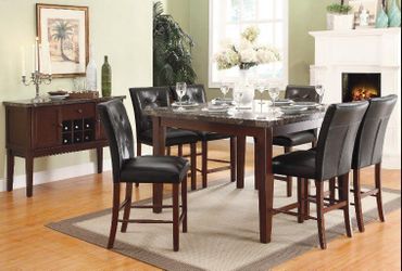 Brand New Gorgeous Real Marble Top Counter Height Dining Set