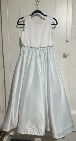 White Satin Flower Girl Dress with Bow