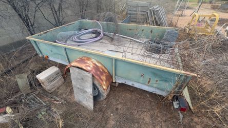 5 x 9 Foot Single Axle Steel Utility Trailer With Title, Solid Steel Sides, Drop Tailgate