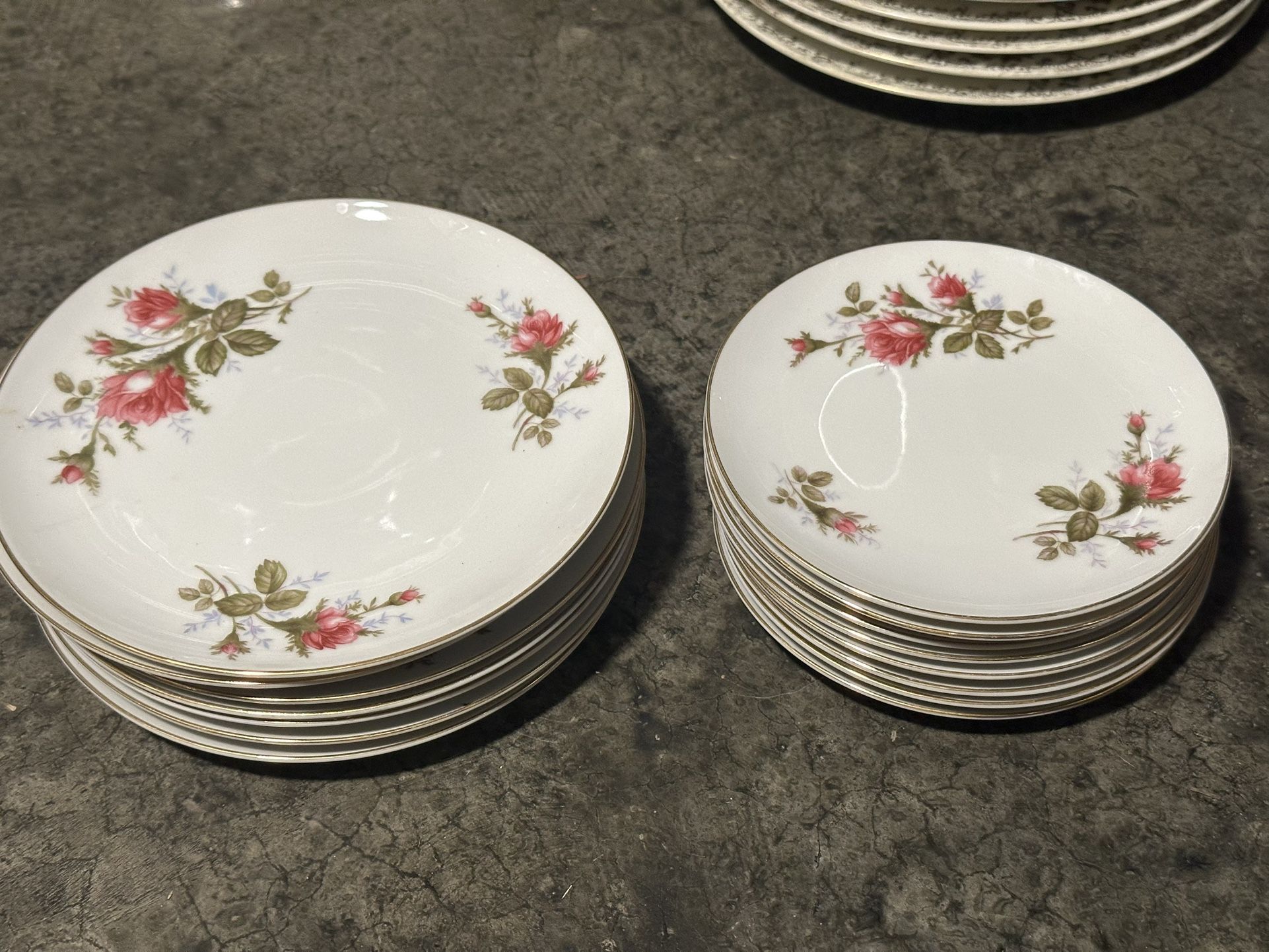 Floral Salad & Dessert Plates With Gold Rims