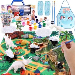FiGoal Kids Arts Crafts Set Dinosaur Toy Painting Kit, Creative Your Own Dinosaur with Dinosaur Cars