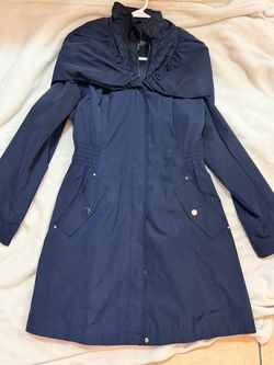 Navy Blue Women's Zip-Up Rain Jacket