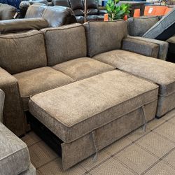 Black or Brown Pull Out Sofa w/ Storage Space 