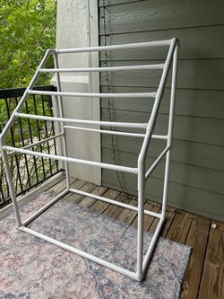 Clothes Drying Rack : White PVC Freestanding