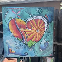 Megan Duncanson 'Heart Land' Abstract Love & Landscape Painting Giclee on Metal