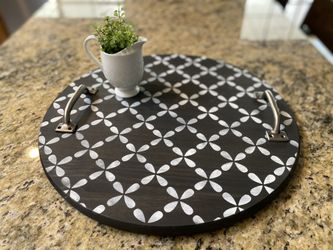 Personalized round wood tray