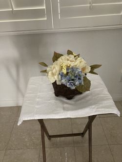 Faux Flowers in Oval Flower pot