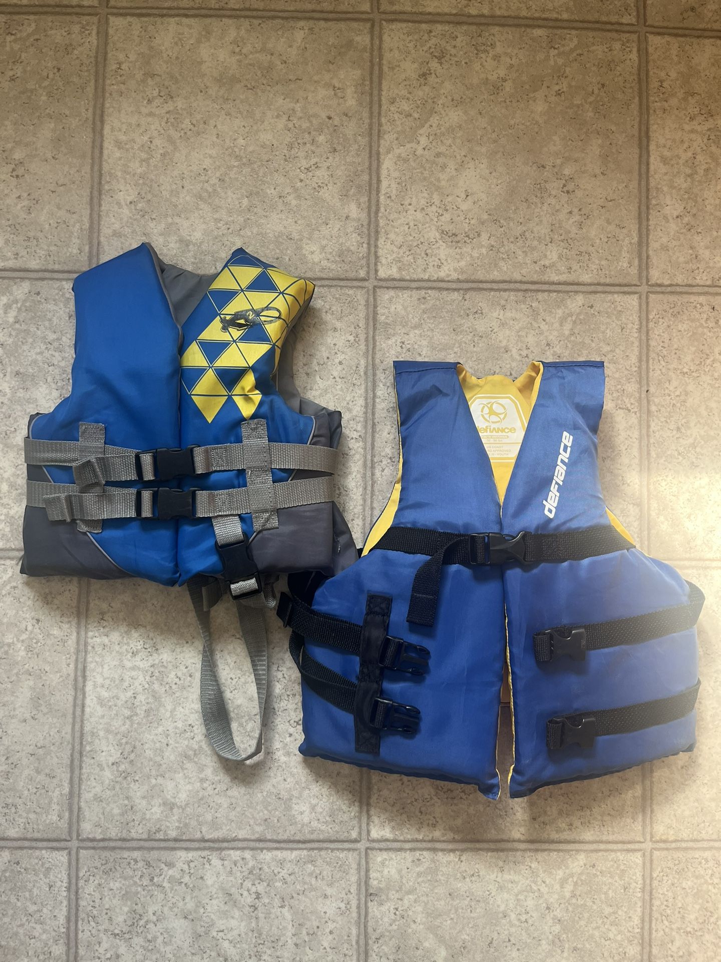 Two Child Life Vests :  30-50 & 50-90 Lbs 