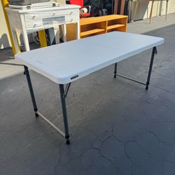 Lifetime 48" x 24" Rectangular Granite White Plastic Light-Duty Adjustable Height Fold-In-Half Table