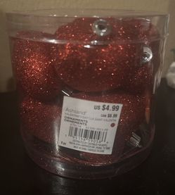 Valentine's Day Red Glitter Heart Hanging Ornaments 3" Ashland 8pc New ❤️