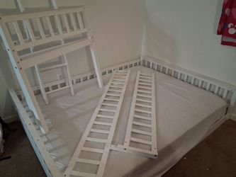 Twin over queen white bunk bed