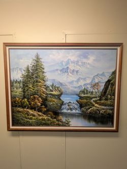 Large Painting of forest and mountains
