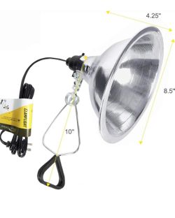Clamp Lamp Light Socket w 8.5 in aluminum reflector
