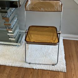 DIYHD Carmel Clear Folding Chair Plastic Living Room Chrome Frame 