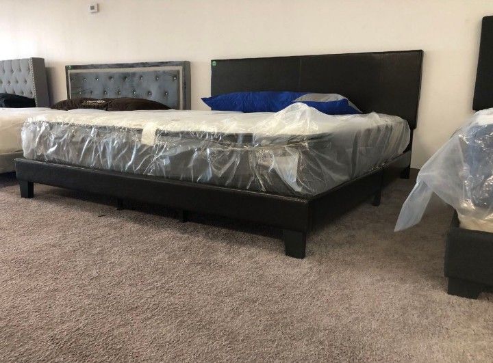 New King Size Platform Bed With Mattress And Free Delivery 