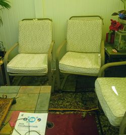 Set Of 4 Metal Patio Chairs with New Cushions