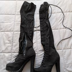 Black Thigh High Boots