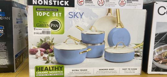 GreenPan Reserve Collection 10-Piece Cookware Set in Sky Blue