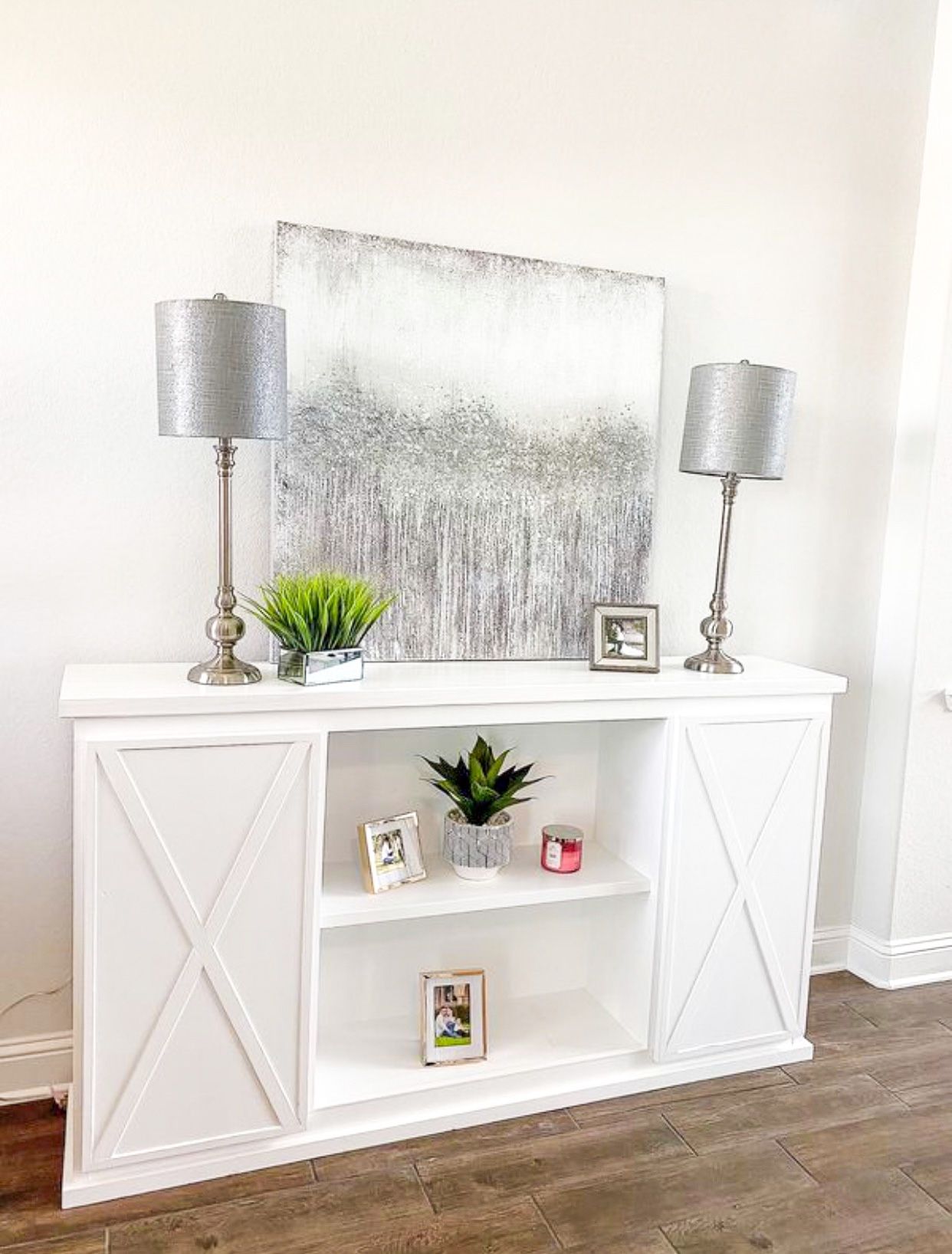 Custom TV Stand Cabinet Entertainment Center TV Lift Modern Rustic Farm House Barn Doors Console Handmade Restorations hardware Insp. Bookshelves