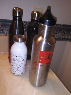 5 stainless steel water bottles coffee mugs