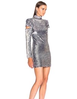 Helmut Lang Disco Sequin Silver Mini Dress Size M